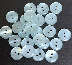 Pack of 24 Faux MOP Shell 2-Hole Buttons, Light Blue 9/16" / 14mm  #SK-1918