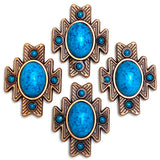Re-Stocked, Copper/Blue Turquoise Aztec Star Screw Back Concho 1.5"  #SWH-123