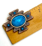 Re-Stocked, Copper/Blue Turquoise Aztec Star Screw Back Concho 1.5"  #SWH-123