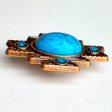Re-Stocked, Copper/Blue Turquoise Aztec Star Screw Back Concho 1.5"  #SWH-123