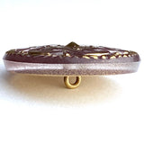 Re-Stocked, Soft Purple Czech Lacy Glass Button 1-1/8", Susan Clarke, Handpainted  #SC-1519M