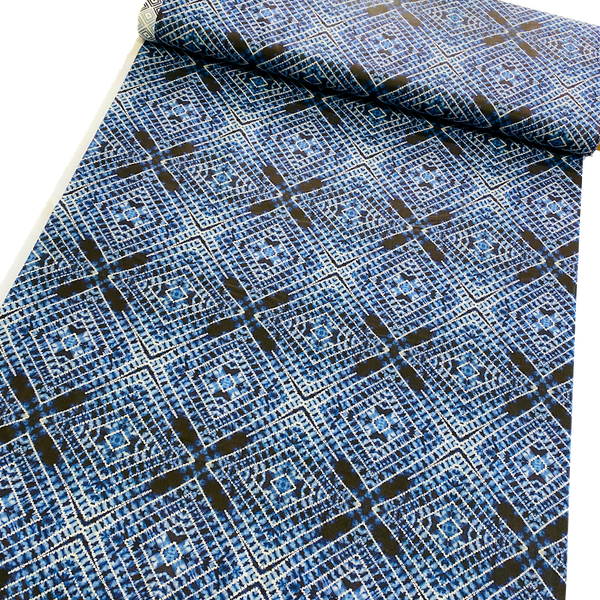 LAST YARD Shibori X-Pleat Indigo' Art Cotton Print by Kim Eichler-Messmer, 44" Wide # 1450
