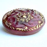 Re-Stocked, Soft Purple Czech Lacy Glass Button 1-1/8", Susan Clarke, Handpainted  #SC-1519M