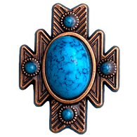 Re-Stocked Copper/Blue Turquoise Aztec Star Screw Back Concho 1.5"  #SWH-123