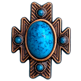 Re-Stocked, Copper/Blue Turquoise Aztec Star Screw Back Concho 1.5"  #SWH-123