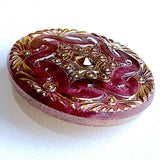 Re-Stocked, Soft Purple Czech Lacy Glass Button 1-1/8", Susan Clarke, Handpainted  #SC-1519M
