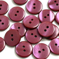 Pack of 24 Faux MOP Shell 2-Hole Buttons, Burgundy 9/16" / 14mm  #SK-1922