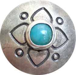 5/8" Blue Bead Heart-Flower Southwest Concho Style Button with 'Turquoise'  #SW-98