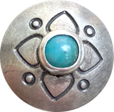 5/8" Blue Bead Heart-Flower Southwest Concho Style Button with 'Turquoise'  #SW-98