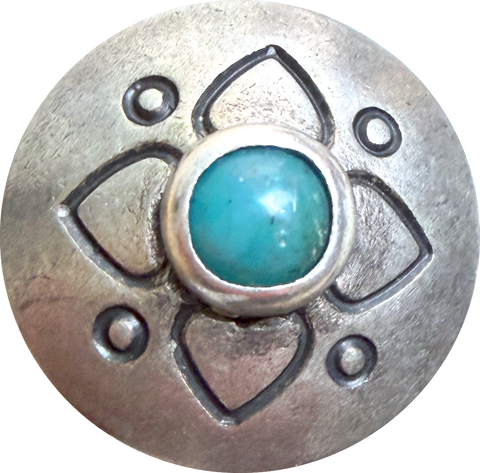 5/8" Blue Bead Heart-Flower Southwest Concho Style Button with 'Turquoise'  #SW-98