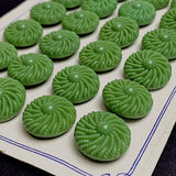Green Vintage Glass Textured Swirl 3/4" Buttons, European New Old Stock, #BK-914
