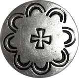 Set of 4 Button Covers: Vintage Sterling Silver Bear, Cross, Spider Pottery, Flower 3/4" #MV-61
