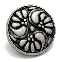 PACK OF THREE Silver/Black Poppy Pinwheel 7/16" Shank Back Button, Pack of 3  #SWC-66