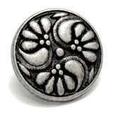 PACK OF THREE Silver/Black Poppy Pinwheel 7/16" Shank Back Button, Pack of 3  #SWC-66