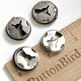 Set of 4 Button Covers: Vintage Sterling Silver Bear, Cross, Spider Pottery, Flower 3/4" #MV-61