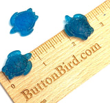 Blue Recycled Glass Sea Turtle Charm/Pendant, 7/8" x 3/4"  Pack of TWO # L-670