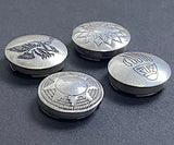 Set of 4 Button Covers: Vintage Sterling Silver Eagle, Star, Sun Basket, Bear Pawr 3/4" #MV-62
