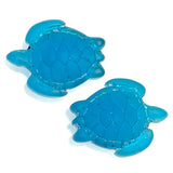 Blue Recycled Glass Sea Turtle Charm/Pendant, 7/8" x 3/4"  Pack of TWO # L-670
