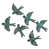 Flying Bird Pendant, Turquoise/Copper Mykonos Metal 1.25"  Greece 29mm x 34mm #L-321