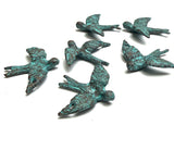 Flying Bird Pendant, Turquoise/Copper Mykonos Metal 1.25"  Greece 29mm x 34mm #L-321