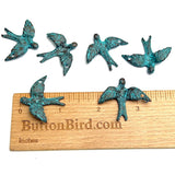 Flying Bird Pendant, Turquoise/Copper Mykonos Metal 1.25"  Greece 29mm x 34mm #L-321