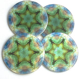SALE  Psychedelic Star, Green, Mother of Pearl Button by Susan Clarke, 1-3/8"  #SC-1591