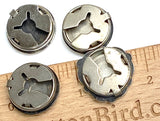 Set of 4 Button Covers: Vintage Sterling Silver Star, Cross, Heart, Kachina, 3/4"  #MV-63