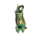 Twelve Tiny Greenie-Golds, Brass Bird Charm 1/2" / 13mm.25"  Pack of 12   # L-4321-12