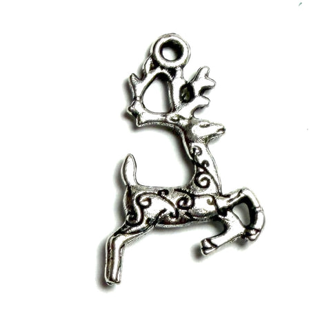 Four Silver Reindeer Charms, 1"  Silver Plated 23mm Pack of 4   # L-806-4