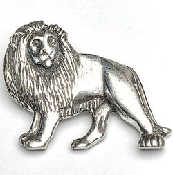 New Markdown, Danforth Lion Button, Pewter 1" USA, 25mm Shank Back  # FJ-94