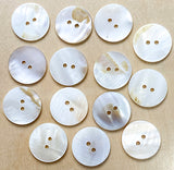 Honey-White-Taupe 7/8"-15/16" Iridescent Pearl Shell Round 2-Hole Buttons, 22/23mm, Pack of 25,   Item # LP-72-25