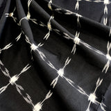 Black/White Ikat 4x5 Grid Cotton Handloom from India, By the Yard.  #CHL-22