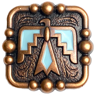 1-1/2" Thunderbird, Light Blue Enamel with Copper Square Screw Back Concho 1.5"  #SWH-148