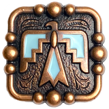 1-1/2" Thunderbird, Light Blue Enamel with Copper Square Screw Back Concho 1.5"  #SWH-148