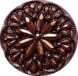 Vintage Glass Copper/Black 9/16" Starflower Button, La Mode #SK-967