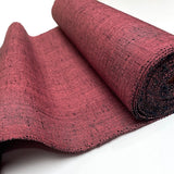 Black + Raspberry Rustic Textured Slubby Handwoven Kimono Silk Tsumugi By the Yard #252