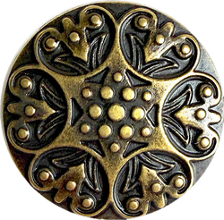 Brass Berries with Black 13/16" Metal Button, 20mm / Shank Back  Pack of TWO #SWC-171-2