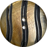 SALE - Wood-Look Horn Button, Gray-Black Wavy Stripe 1-1/2"  #SK-709