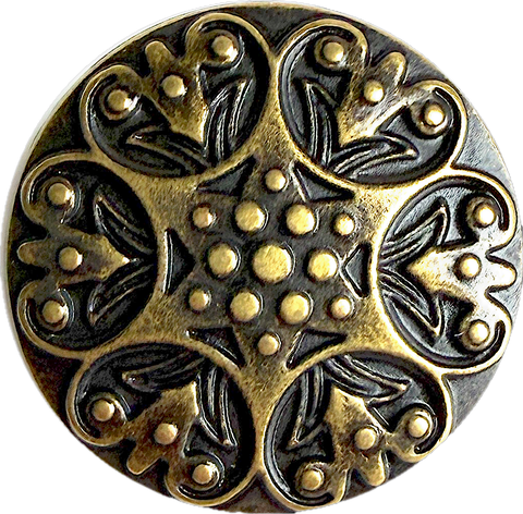 Brass Berries with Black 13/16" Metal Button, 20mm / Shank Back  Pack of TWO #SWC-171-2