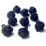 Monkey Fist Black, Vintage Woven Fabric Knot Buttons, 9/16"- 5/8"  #761