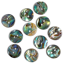 Re-Stocked, EIGHT Abalone 1/2" Vivid Greens/Blues Buttons 13mm, Pack of 8  #SK-0033