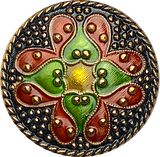 Autumn Sacred Flower Handpainted Czech Lacy Glass 1-1/4", Susan Clarke #SC-543