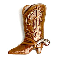 SALE Brown Western Boot Metal Button, 3/4" By Susan Clarke