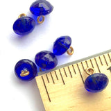 OUTLET ITEM, pack of THREE Cobalt Tiny Clear Vintage Buttons, Faceted Glass 1/4" # GL316