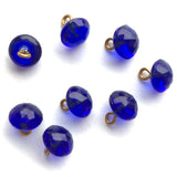 OUTLET ITEM, pack of THREE Cobalt Tiny Clear Vintage Buttons, Faceted Glass 1/4" # GL316