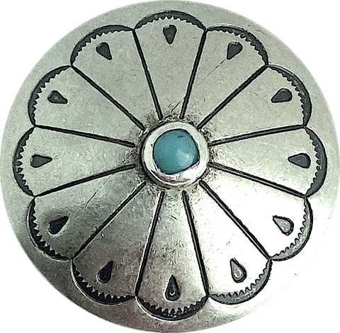 Re-Stocked 1.25" Southwest Zinnia with 'Turquoise'  Shank Back Button 1-1/4"   #SW-240