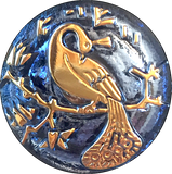 SALE Sapphire / Indigo Peacock Czech Glass Button, 22mm  7/8" # CZ-247