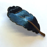 Re-Stocked, Feather, Black Metal Button, 1-1/8" by Susan Clarke, USA Made  #997-B