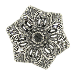 SALE, Silver & Black Snowflake Button, 3/4" Metal with Shank Back #SWC-49