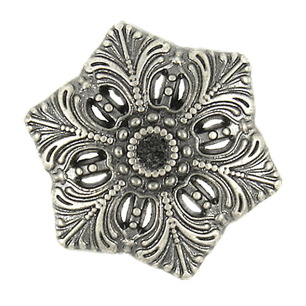 SALE, Silver & Black Snowflake Button, 3/4" Metal with Shank Back #SWC-49